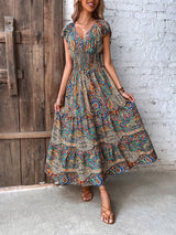 Imagine Smocked Printed Boho Dress