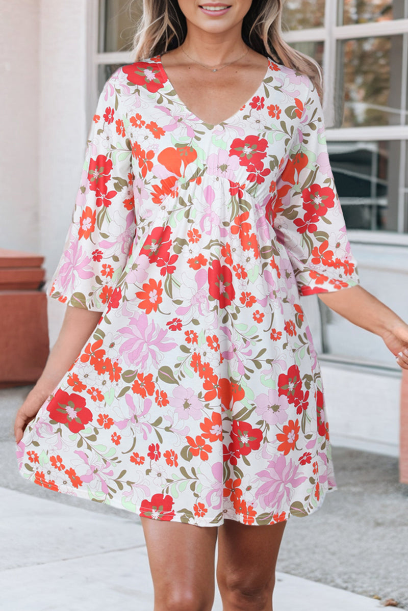 Express Yourself Floral Flare Sleeve Mini Dress