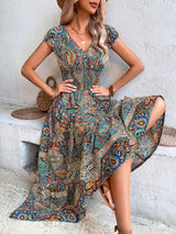 Imagine Smocked Printed Boho Dress