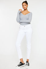 Kancan White Solid Mid Rise Skinny Jeans