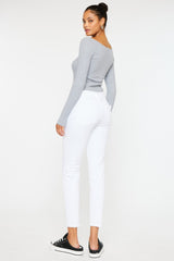 Kancan White Solid Mid Rise Skinny Jeans