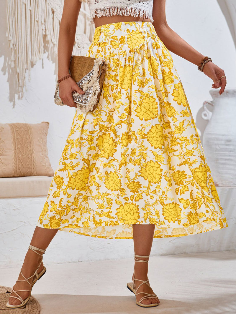 Floral Smocked Waist Midi Skirt | 3 Colors