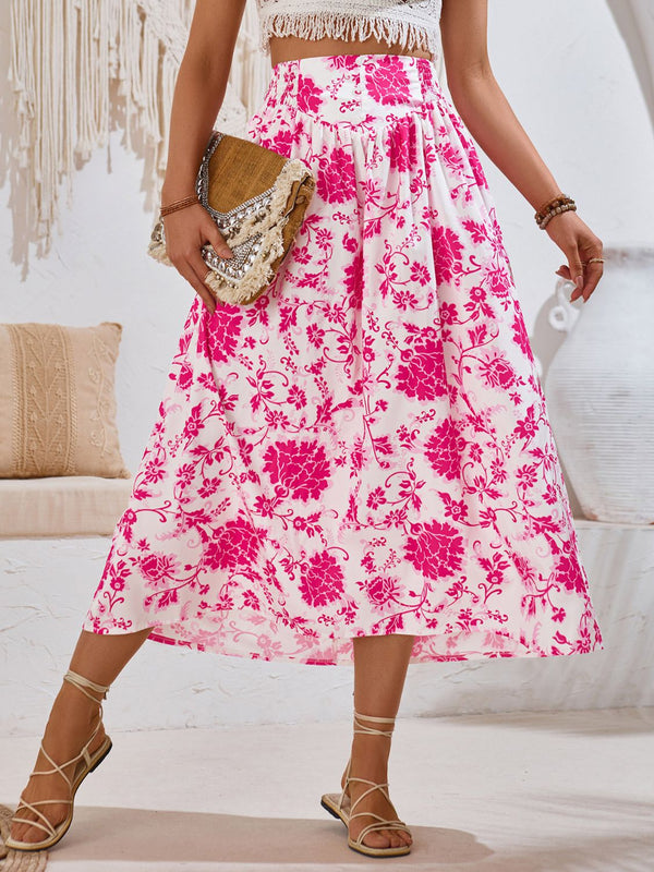 Floral Smocked Waist Midi Skirt | 3 Colors