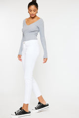 Kancan White Solid Mid Rise Skinny Jeans