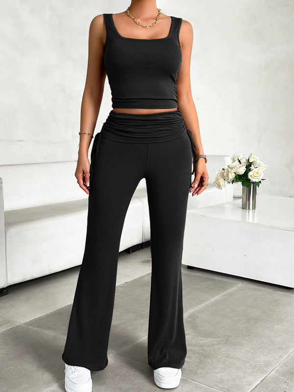 Square Neck Tank and Drawstring Pants Set | 4 Colors