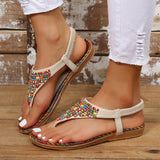 Boho Beaded Vegan Leather Sandals