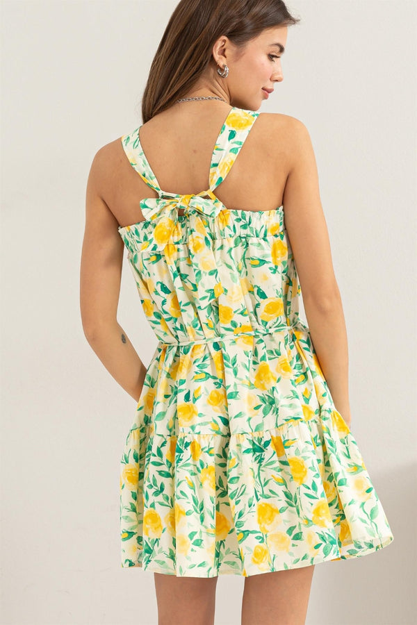 Floral Tie Shoulder Mini Dress