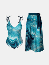 Carrara Ocean Tie Strap Swimsuit and Skirt Set