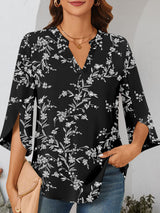 Bella Notched Open Sleeve Blouse