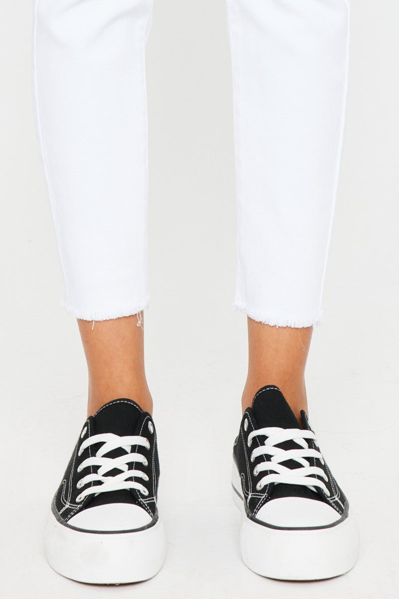 Kancan White Solid Mid Rise Skinny Jeans