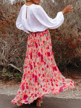 Strawberry Fields Floral Pleated Maxi Skirt