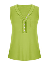 Classic V-Neck Buttoned Tank | 7 Colors