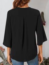 Bella Notched Open Sleeve Blouse