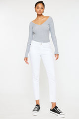 Kancan White Solid Mid Rise Skinny Jeans