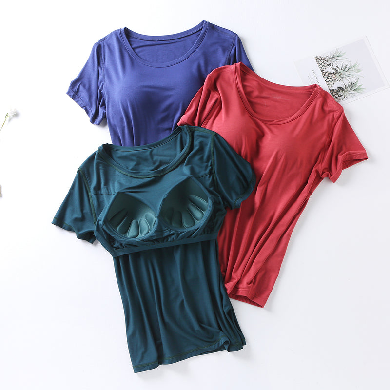 Ultra Soft Built-in-Bra Tee | 9 Colors