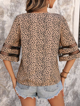 Naturally Spotted Mesh Sleeve Detail Blouse