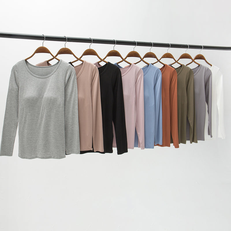 Ultra Soft Built-in-Bra Long Sleeve Top | 8 Colors