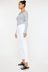 Kancan White Solid Mid Rise Skinny Jeans