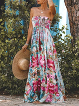 Cheyenne Smocked Tropics Strapless Maxi Dress