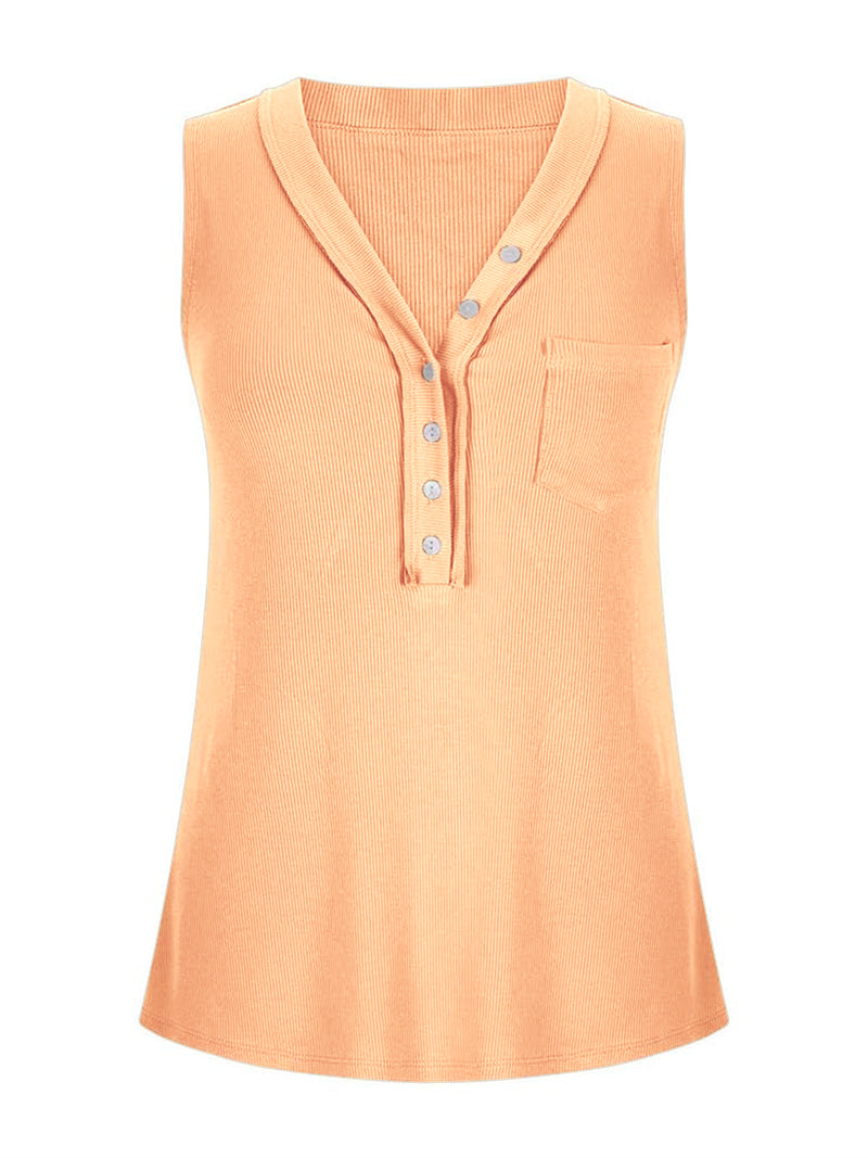 Classic V-Neck Buttoned Tank | 7 Colors