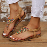 Boho Beaded Vegan Leather Sandals