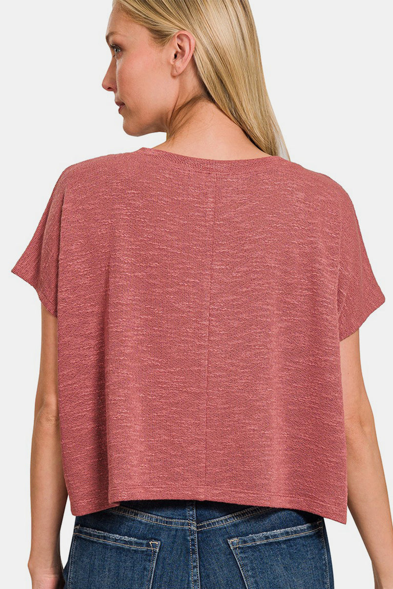 Rosie Burnout Knit V-Neck Top