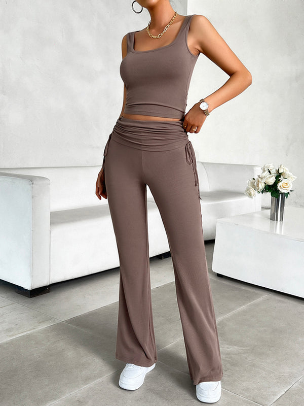 Square Neck Tank and Drawstring Pants Set | 4 Colors