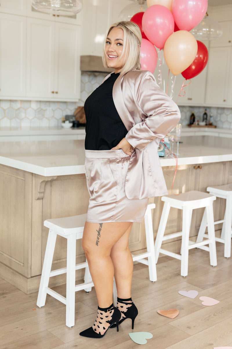 Champagne and Roses Satin Blazer by ee:some