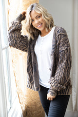 Copper Toned Cable Knit Cardigan