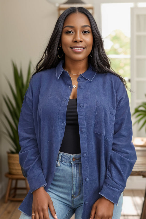 (06-13-24 Thursday) Corduroy Navy Button Up