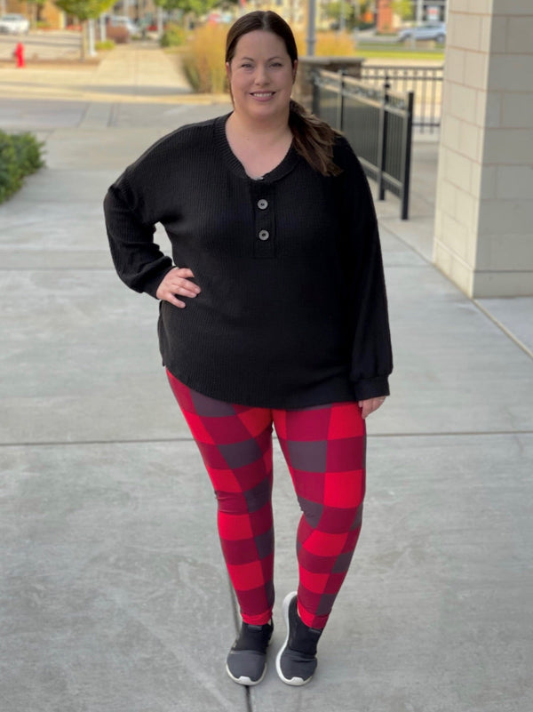 My Plaid Pocket Leggings in Red