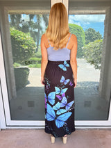 Butterfly Floral Soft Draped Maxi Skirt | 2 Prints