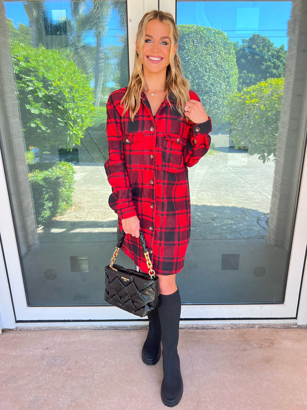 Plush Plaid Collared Longline Coat | 2 Colors