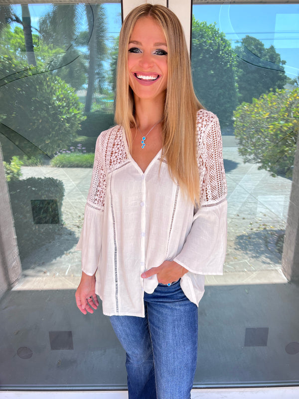 Blake Boho Flare Sleeve Button Down Blouse | 5 Colors