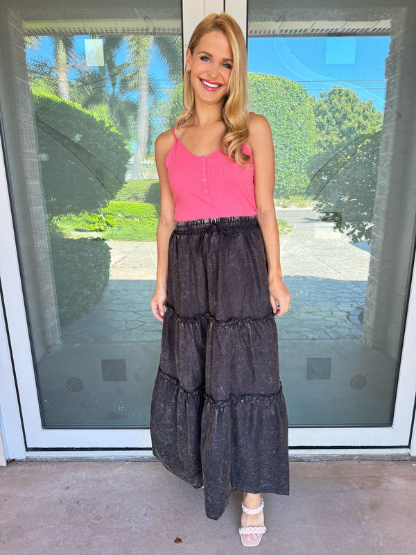 50% OFF! Worthwhile Mineral Wash Maxi Skirt - 2 Colors