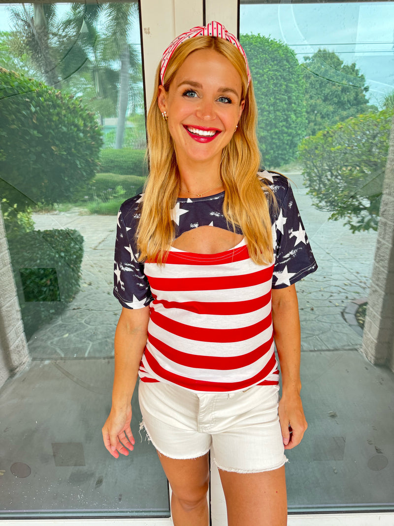 Cutout Stars & Stripes Tee