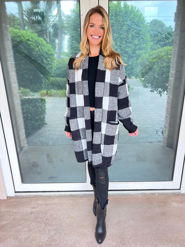 Opulent Plaid Longline Pocket Cardigan | 4 Colors