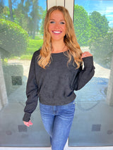 Stonewashed Reverie Open Back Sweatshirt | 2 Colors