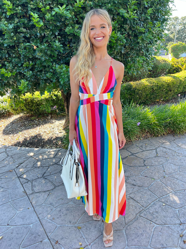 Positano Multicolored Strappy Tied Dress | 5 Colors