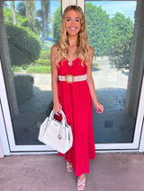 Red Hot Glam Tiered Smocked Maxi Dress