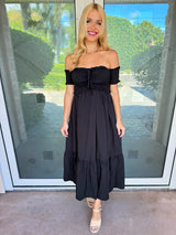 Vienna Off-Shoulder Smocked Midi Dress