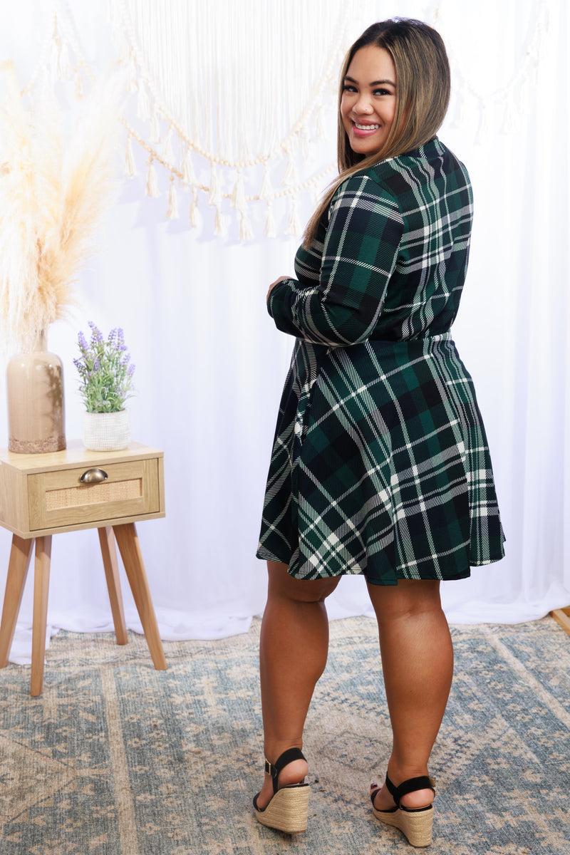 Forest River Plaid Romper Skort Dress - White Birch