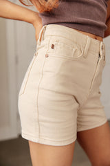 Judy Blue Greta High Rise Shorts in Bone