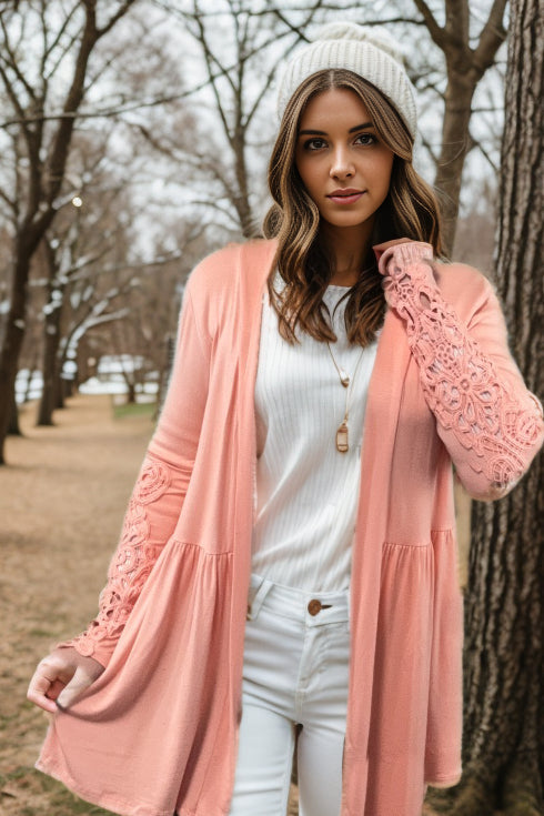 Peachy Crochet Vibes Cardigan