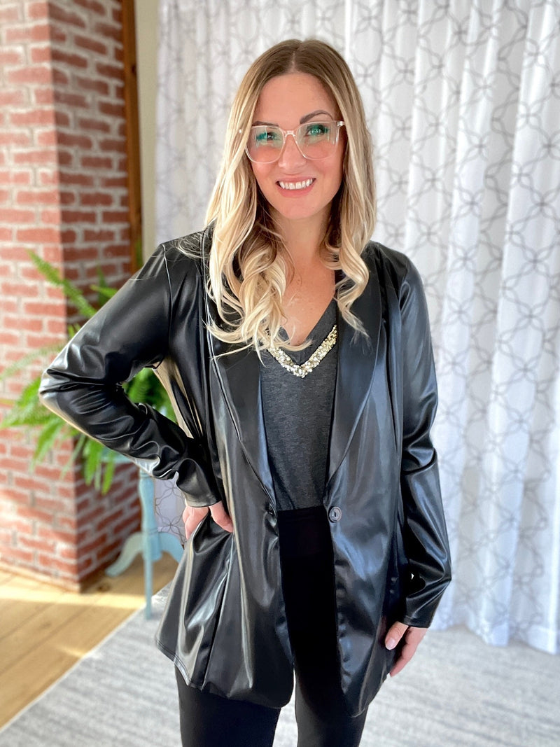 Heimish Faux Leather Blazer