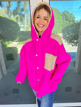 Heart Stitch Pink Puffer Jacket