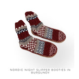 Nordic Night Slipper Booties in Burgundy