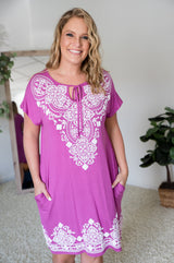 Orchid Damask Boho Dress