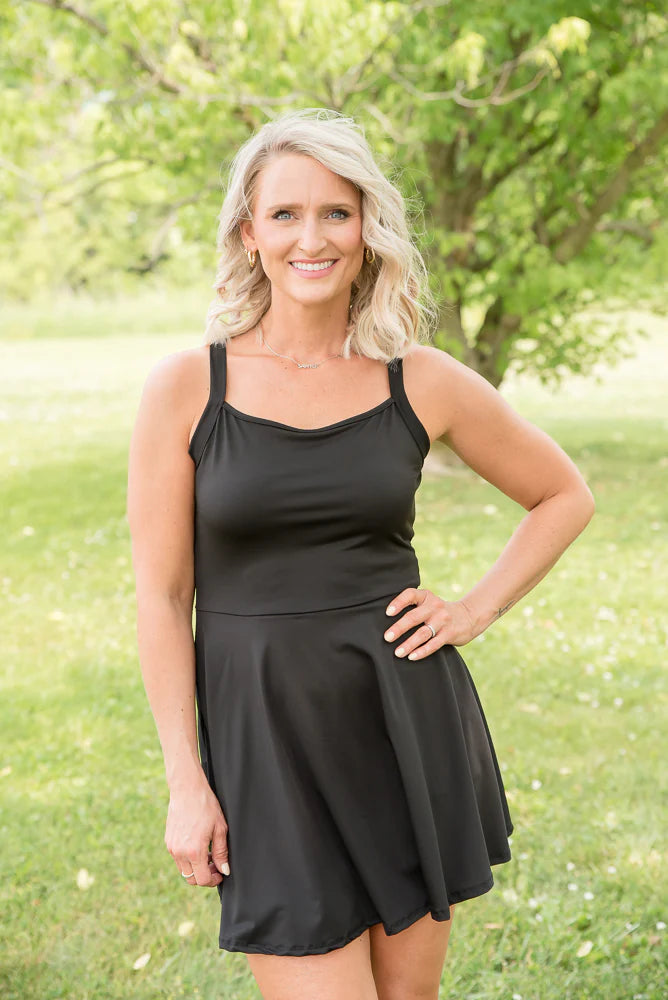 Stunning Little Black Romper Skort Dress