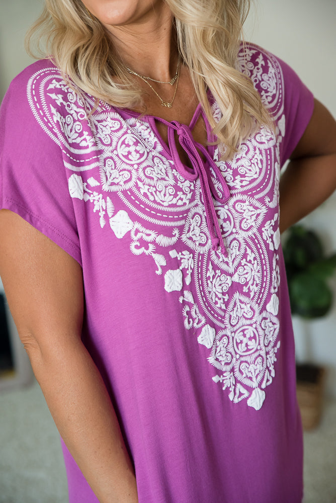 Orchid Damask Boho Dress